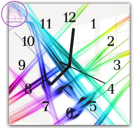 Nástěnné hodiny 30x30cm - Abstraktní barevné paprsky
