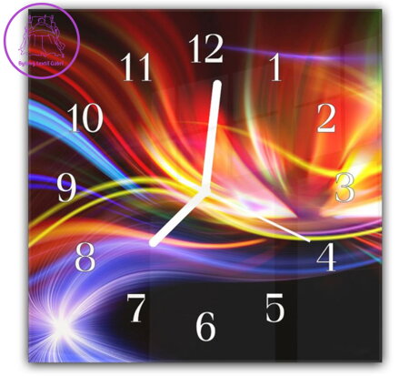 Nástěnné hodiny 30x30cm - Abstraktní vlny barevný design