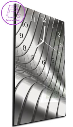 Nástěnné hodiny 30x60cm - Abstrakt metalová vlna