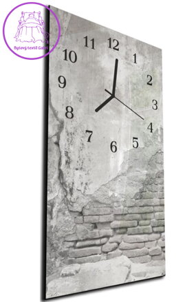 Nástěnné hodiny 30x60cm - Abstrakt šedá stará cihlová zeď