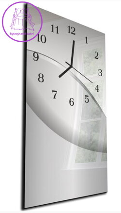 Nástěnné hodiny 30x60cm - Abstrakt středně šedá vlna
