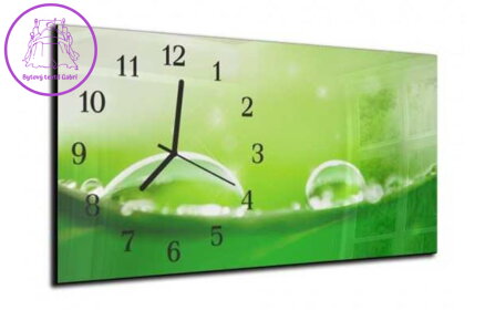 Nástěnné hodiny 30x60cm - Detail rosy na zeleném
