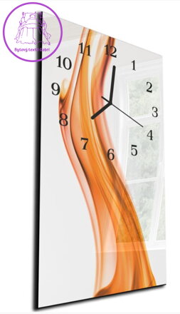 Nástěnné hodiny 30x60cm - Svislá oranžová plastik vlna