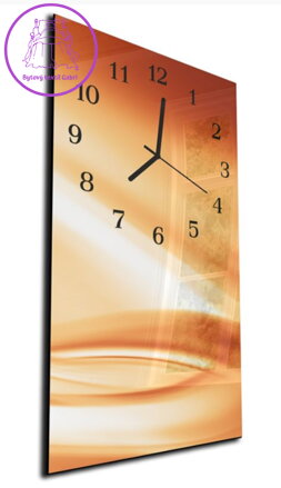 Nástěnné hodiny 30x60cm - Oranžový abstrakt