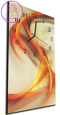 Nástěnné hodiny 30x60cm - Abstraktní sytě oranžová vlna