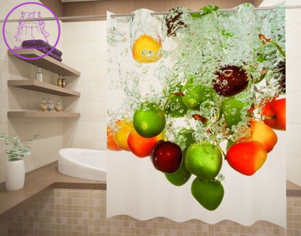 Textilní koupelnový závěs s 3D efektem 145x180cm Art-71169 Barevné ovoce
