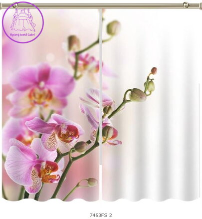 Black out závěsy 3D nebo voálové záclony 3D motiv 7453 Orchideje