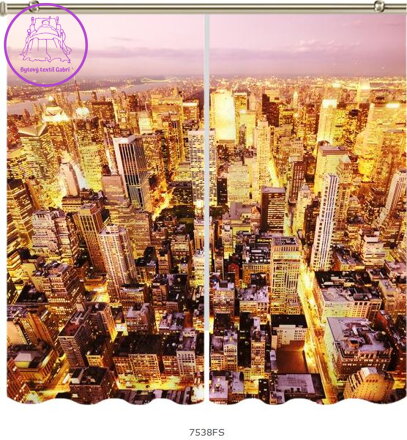 Black out závěsy 3D nebo voálové záclony 3D motiv 7538 Světla New Yorku