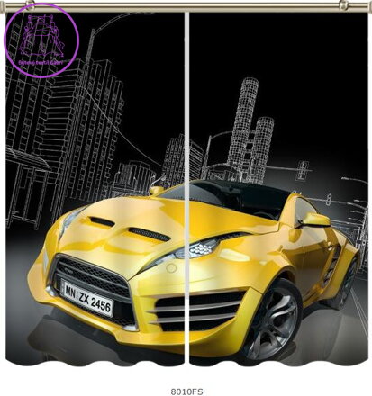 Black out závěsy 3D nebo voálové záclony 3D motiv 8010 Auto v noci