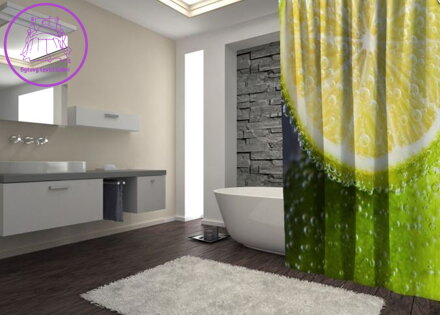 Textilní koupelnový závěs s 3D efektem 145x180cm Art-Limetka 2852