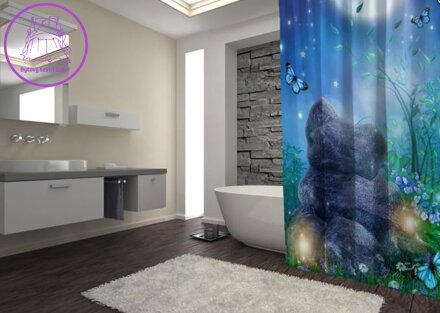 Textilní koupelnový závěs s 3D efektem 145x180cm Art-Noční motýl 2290