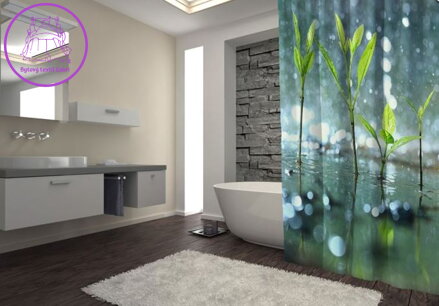 Textilní koupelnový závěs s 3D efektem 145x180cm Art-Rostlinky 70014