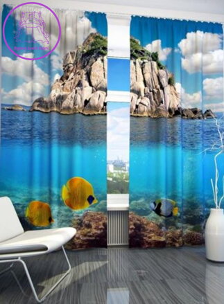 Exkluzivní zatemňovací závěsy Black out s potiskem 2x145x250cm - S2362