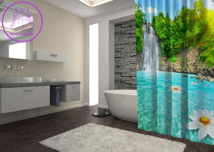Textilní koupelnový závěs s 3D efektem 145x180cm 70010 Art-Vodopád 2