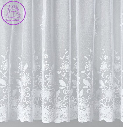 Žakárová záclona bílá v metráži se vzorem - A3811 ( více rozměrů )