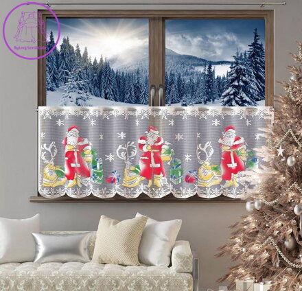Vánoční záclona vitrážka 150x50cm W-Santa Claus