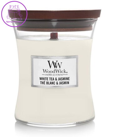 Svíčka WoodWick střední - White Tea & Jasmine ( 31997 )
