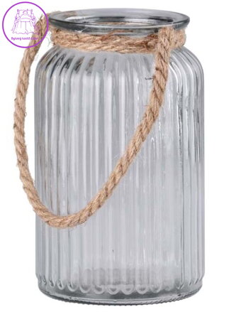  Skleněná lampa s lanem - čirá 11 × 10 cm ( 35729 )