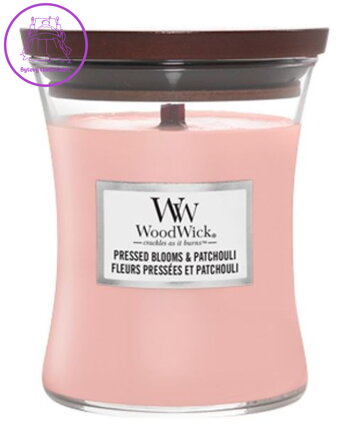 Svíčka WoodWick střední - Pressed Blooms & Patchouli  ( 39130 )
