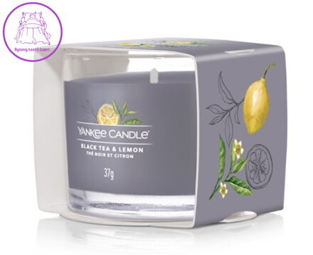 Yankee Candle plněná votivní svíčka ve skle - BLACK TEA & LEMON ( 39378 )