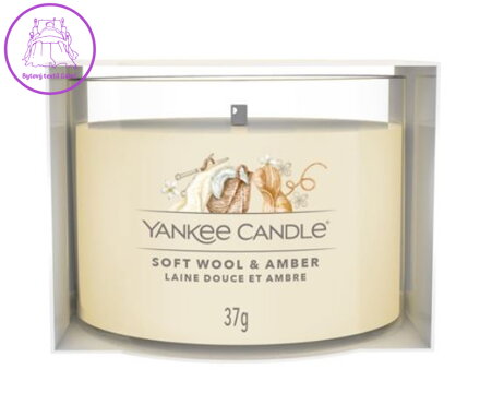 YANKEE CANDLE VOTIVNÍ SVÍČKA PLNĚNÁ VE SKLE - SOFT WOOL & AMBER