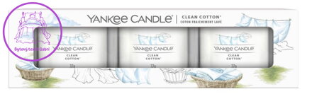 YANKEE CANDLE SADA VOTIVNÍCH SVÍČEK PLNĚNÝCH VE SKLE - CLEAN COTTON