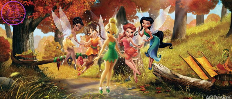 Dětská fototapeta vliesová horizontal - FTDNH 5307 Disney víly v lese 202x90cm - 2022