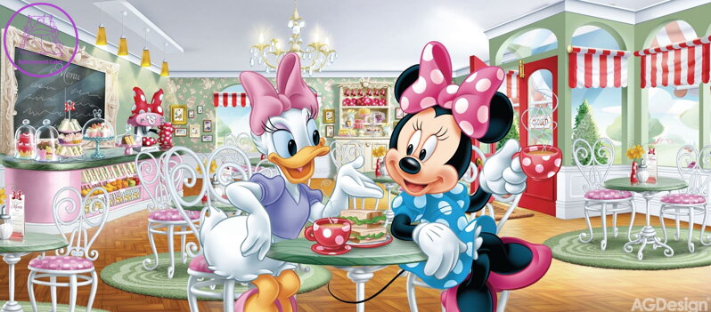 Dětská fototapeta vliesová horizontal - FTDNH 5344 Disney Snídaně s Minnie a Daisy 202x90cm - 2024