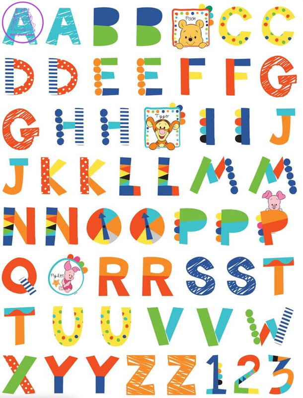 Samolepící dekorace dětská Disney Medvídek Pů abeceda - DK 891-2022