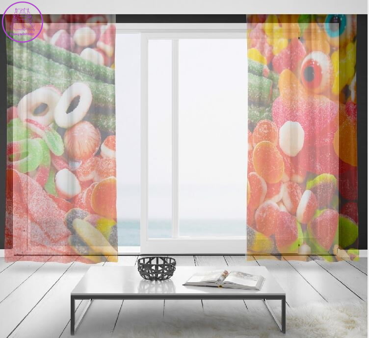 Záclony s 3D potiskem 2x150x250cm - Bonbony Záclony s 3D potiskem 2x150x250cm - Bonbony