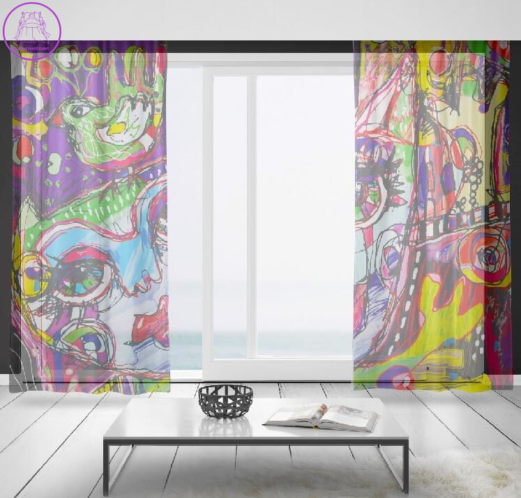 Záclony s 3D potiskem 2x150x250cm - Cat art Záclony s 3D potiskem 2x150x250cm - Cat art