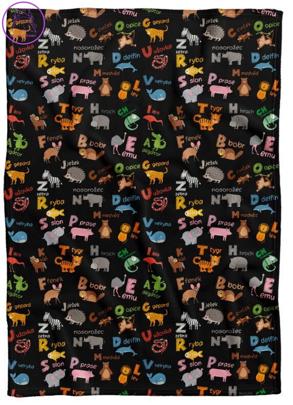 Fleecová dětská deka - Zvířátka ABC