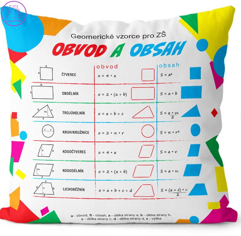 Polštářek naučný s potiskem - Geometrie Polštářek naučný s potiskem - Geometrie