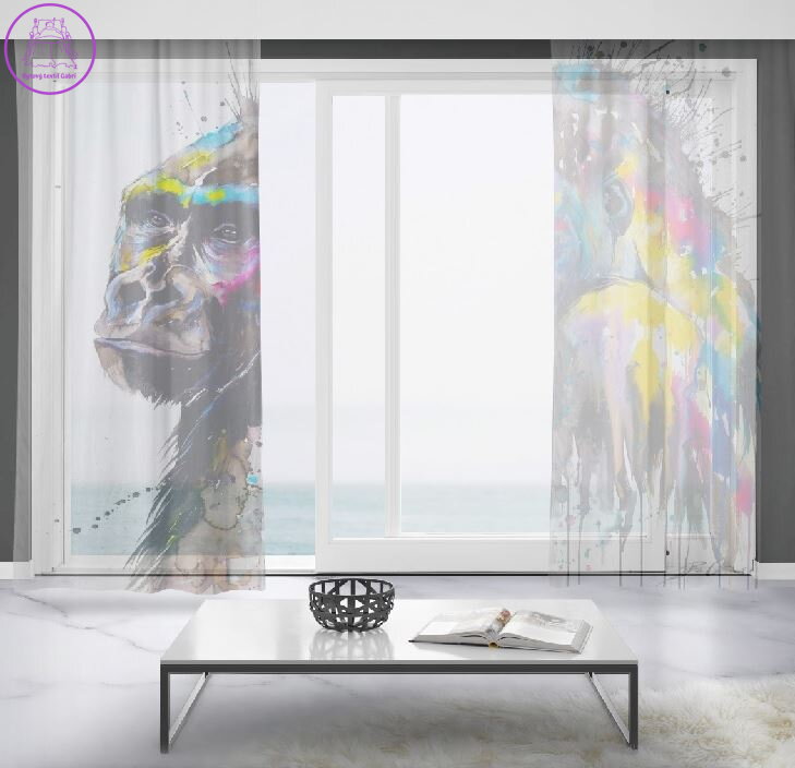 Záclony s 3D potiskem 2x150x250cm - Gorila art Záclony s 3D potiskem 2x150x250cm - Gorila art