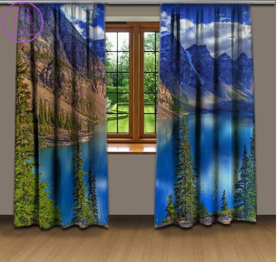 Závěsy 3D dekorační 2x140x250cm Jezero