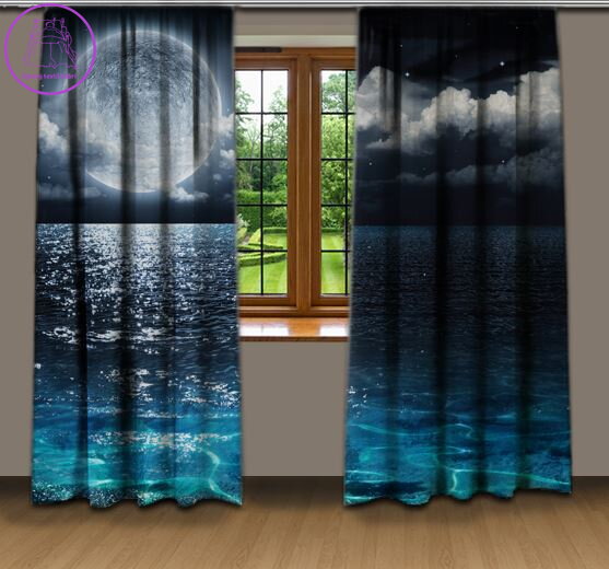 Zatemňovací závěsy black out 3D efekt 2x130x250cm - Měsíc