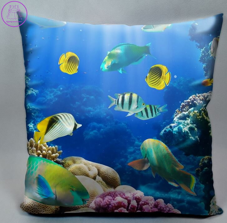 Fotopolštářek s efektem 3D - Mořské ryby 40x40cm Fotopolštářek s efektem 3D - Mořské ryby 40x40cm