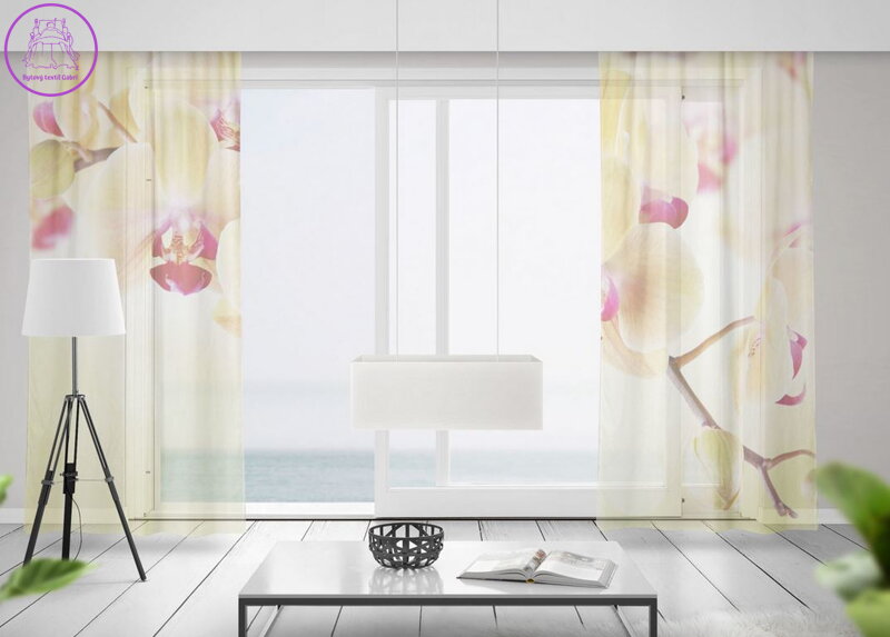 Záclony s 3D potiskem 2x150x250cm - Žlutá  orchidea