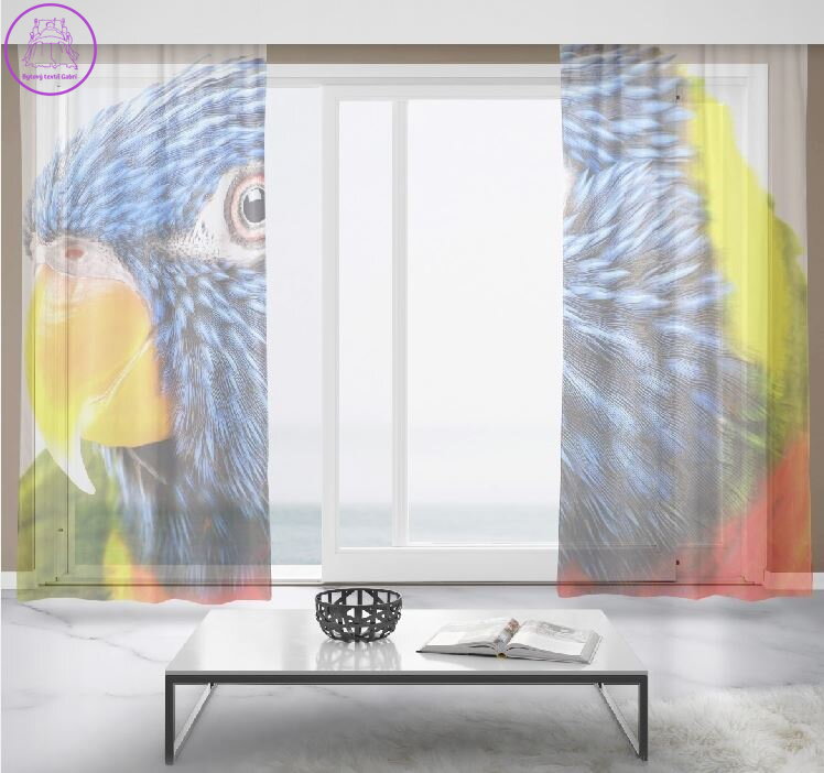 Záclony s 3D potiskem 2x150x250cm - Barevný papoušek