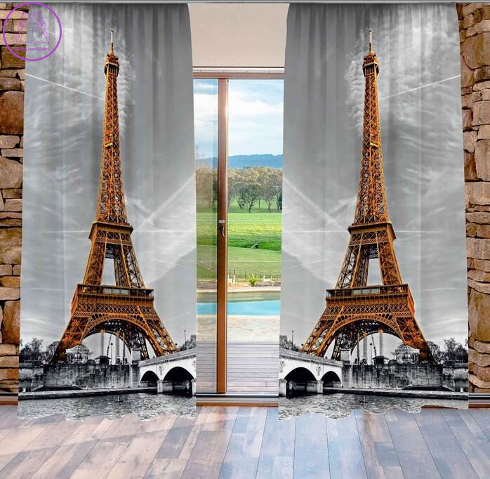 Závěsy 3D dekorační 2x140x250cm Paříž
