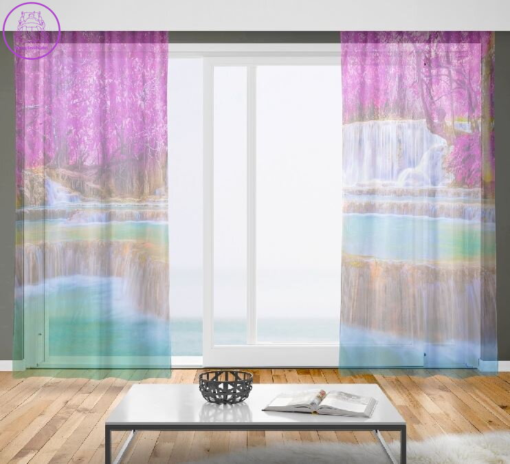 Záclony s 3D potiskem 2x150x250cm - Splav Záclony s 3D potiskem 2x150x250cm - Splav