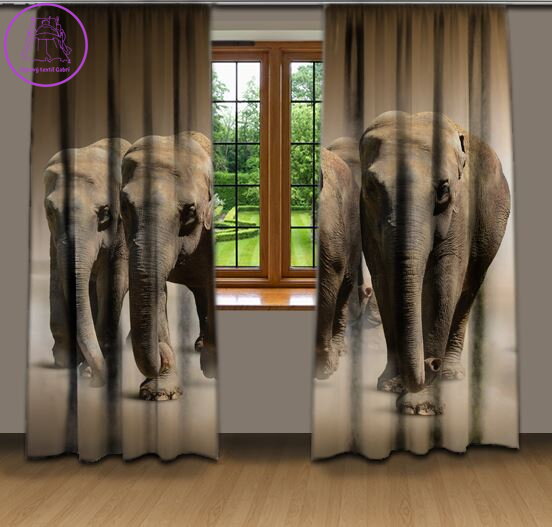 Zatemňovací závěsy black out 3D efekt 2x130x250cm - Stádo slonů Zatemňovací závěsy black out 3D efekt 2x130x250cm - Stádo slonů