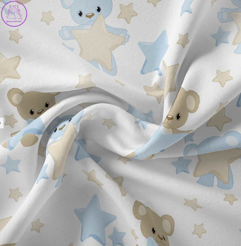 Metrážový dětský závěs zatemňovací Blackout šíře 140cm Im-Teddy bear blue
