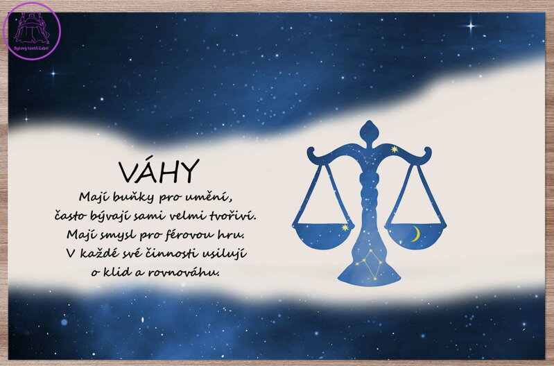 Prostírání Váhy (23.9. - 22.10.) - modré Prostírání Váhy (23.9. - 22.10.) - modré
