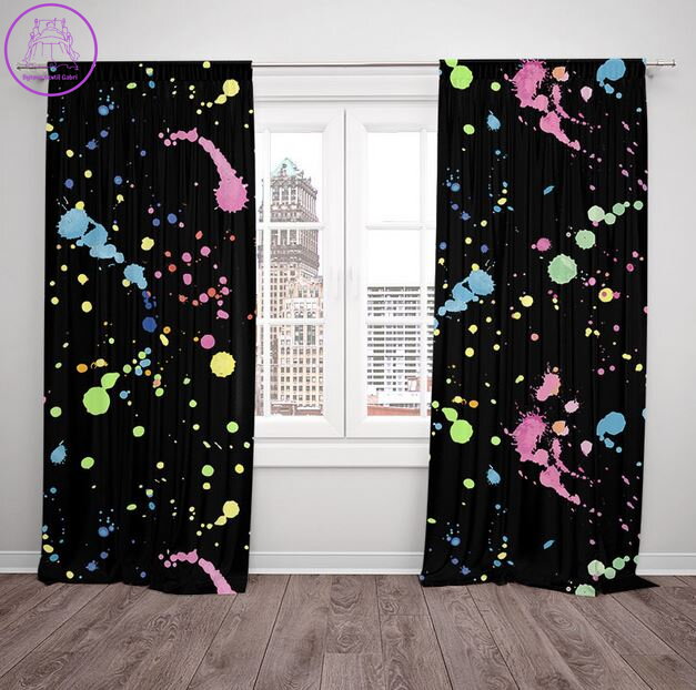 Zatemňovací závěsy tištěné black out 2x140x250cm - Splash Fluo