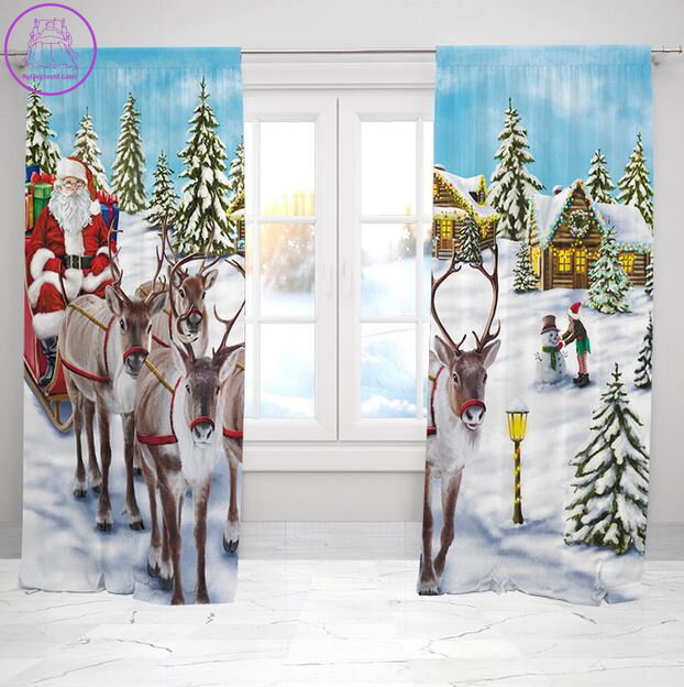 Závěsy dekorační tištěné 2x140x250cm - Santa a sobi