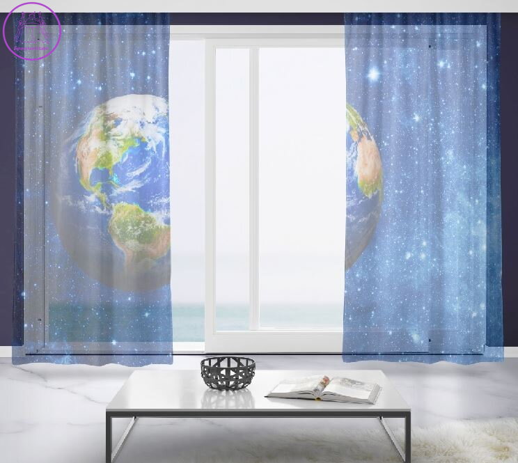 Záclony s 3D potiskem 2x150x250cm - Země Záclony s 3D potiskem 2x150x250cm - Země