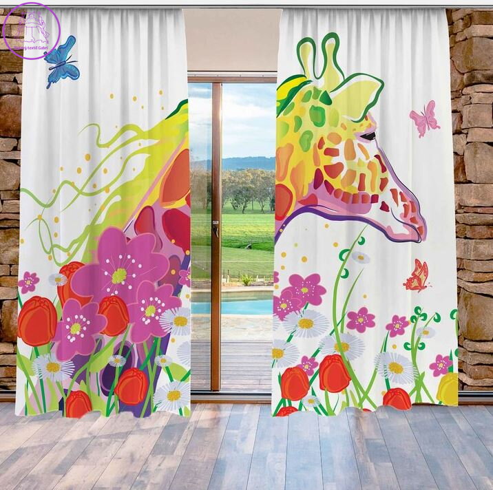 Závěsy 3D dekorační 2x140x250cm Žirafa art