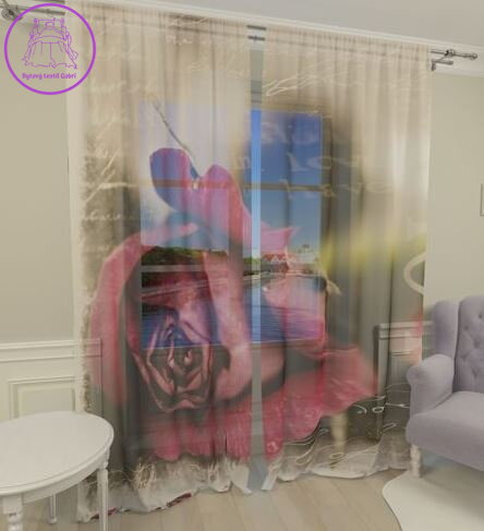 Záclony voálové 3D potisk 2x145cmx245cm Art-Růže S3060 Záclony voálové 3D potisk 2x145cmx245cm Art-Růže S3060