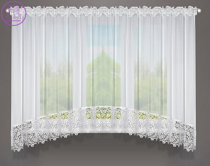 Voálová záclona s krajkou oblouk 400x175cm Fir-S137 Voálová záclona s krajkou oblouk 400x175cm Fir-S137